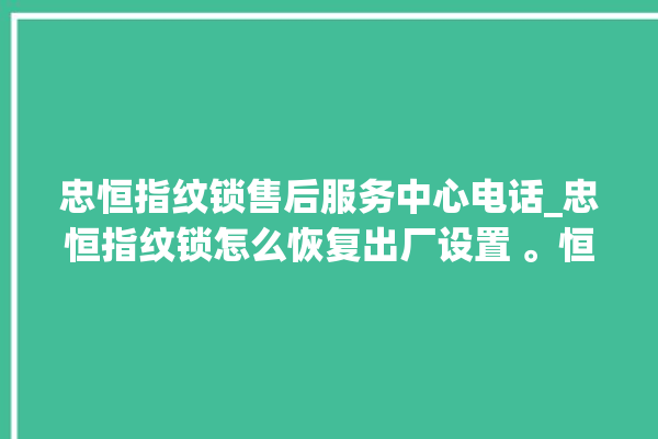 忠恒指纹锁售后服务中心电话_忠恒指纹锁怎么恢复出厂设置 。恒指