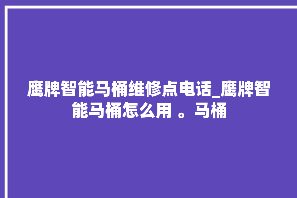 鹰牌智能马桶维修点电话_鹰牌智能马桶怎么用 。马桶