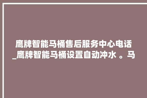 鹰牌智能马桶售后服务中心电话_鹰牌智能马桶设置自动冲水 。马桶