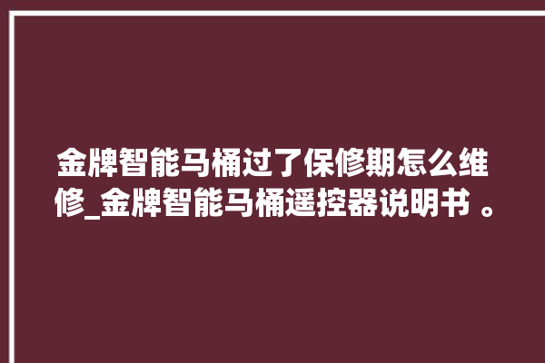 金牌智能马桶过了保修期怎么维修_金牌智能马桶遥控器说明书 。马桶