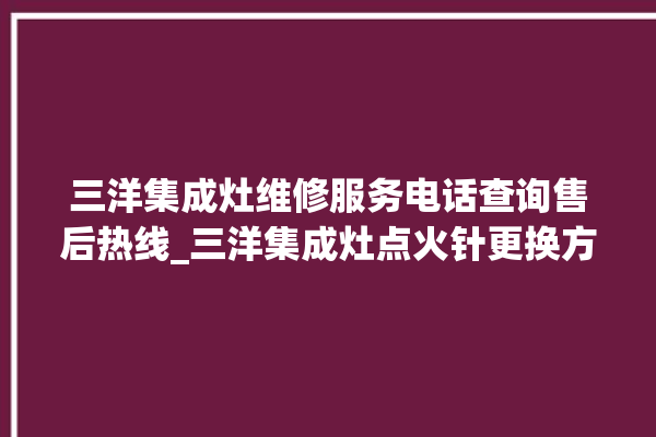 三洋集成灶维修服务电话查询售后热线_三洋集成灶点火针更换方法 。维修服务