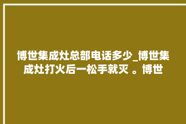 博世集成灶总部电话多少_博世集成灶打火后一松手就灭 。博世