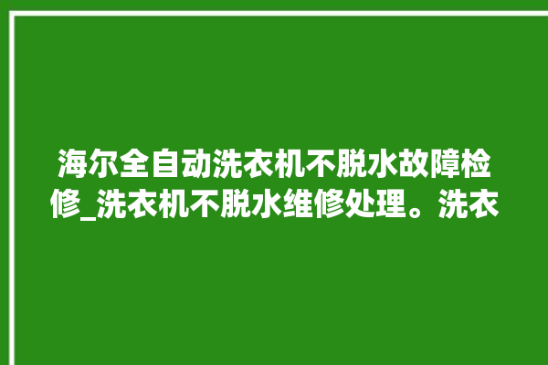 海尔全自动洗衣机不脱水故障检修_洗衣机不脱水维修处理。洗衣机_海尔