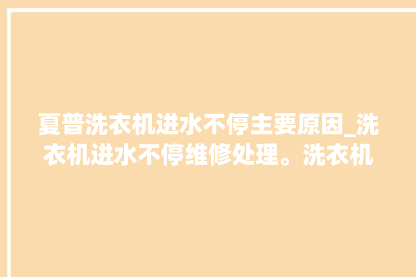 夏普洗衣机进水不停主要原因_洗衣机进水不停维修处理。洗衣机_主要原因