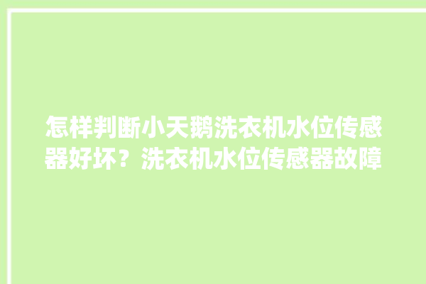 怎样判断小天鹅洗衣机水位传感器好坏？洗衣机水位传感器故障修复。水位_洗衣机