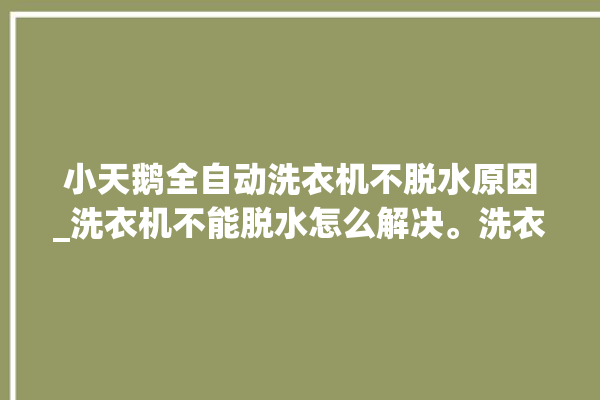 小天鹅全自动洗衣机不脱水原因_洗衣机不能脱水怎么解决。洗衣机_全自动