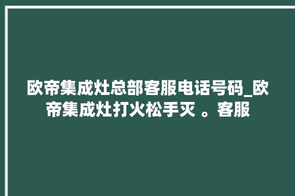 欧帝集成灶总部客服电话号码_欧帝集成灶打火松手灭 。客服