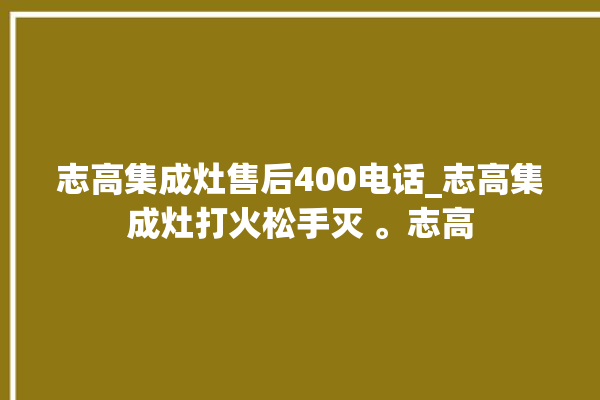 志高集成灶售后400电话_志高集成灶打火松手灭 。志高