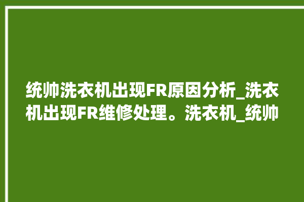 统帅洗衣机出现FR原因分析_洗衣机出现FR维修处理。洗衣机_统帅