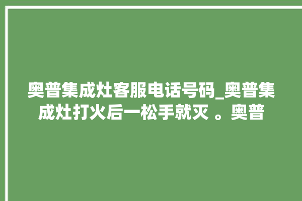 奥普集成灶客服电话号码_奥普集成灶打火后一松手就灭 。奥普