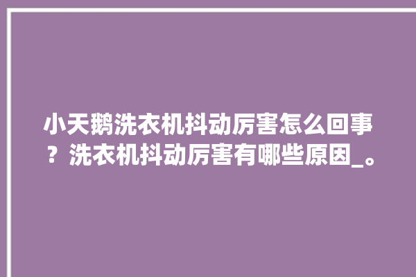 小天鹅洗衣机抖动厉害怎么回事？洗衣机抖动厉害有哪些原因_。洗衣机_厉害