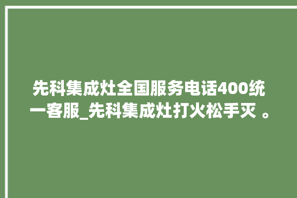 先科集成灶全国服务电话400统一客服_先科集成灶打火松手灭 。先科