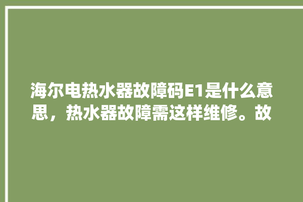 海尔电热水器故障码E1是什么意思，热水器故障需这样维修。故障_海尔