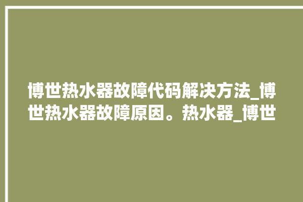 博世热水器故障代码解决方法_博世热水器故障原因。热水器_博世