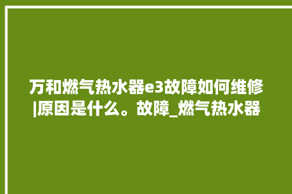 万和燃气热水器e3故障如何维修|原因是什么。故障_燃气热水器