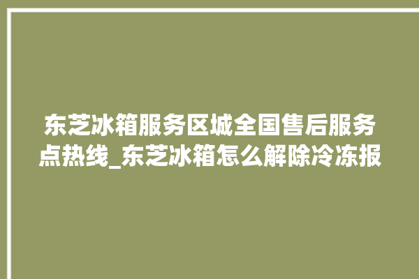 东芝冰箱服务区城全国售后服务点热线_东芝冰箱怎么解除冷冻报警 。东芝