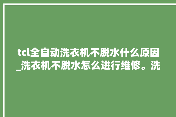 tcl全自动洗衣机不脱水什么原因_洗衣机不脱水怎么进行维修。洗衣机_全自动