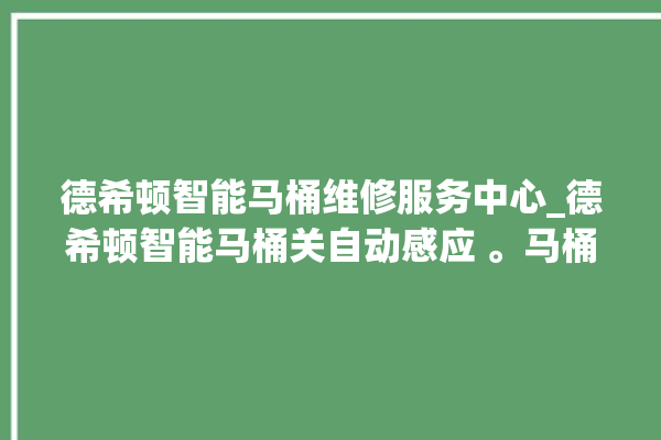 德希顿智能马桶维修服务中心_德希顿智能马桶关自动感应 。马桶