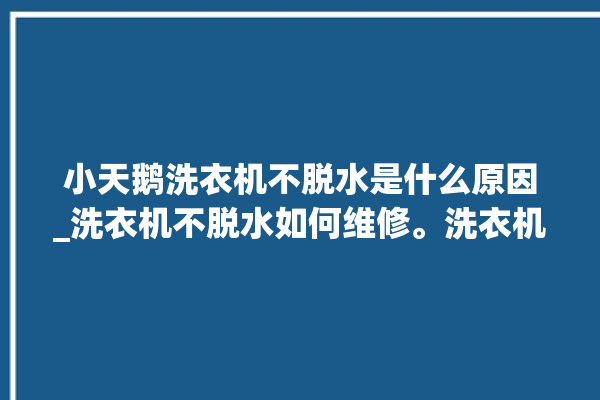 小天鹅洗衣机不脱水是什么原因_洗衣机不脱水如何维修。洗衣机