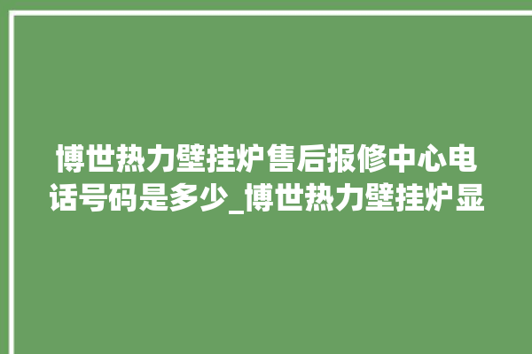 博世热力壁挂炉售后报修中心电话号码是多少_博世热力壁挂炉显示e1怎么办 。热力