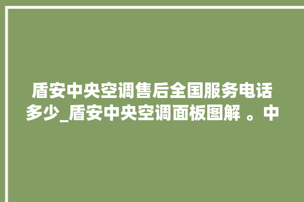 盾安中央空调售后全国服务电话多少_盾安中央空调面板图解 。中央空调