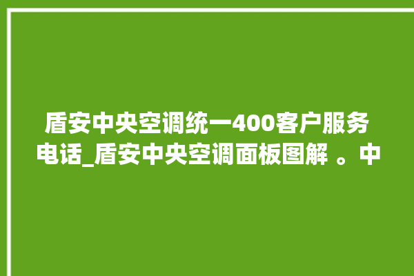 盾安中央空调统一400客户服务电话_盾安中央空调面板图解 。中央空调