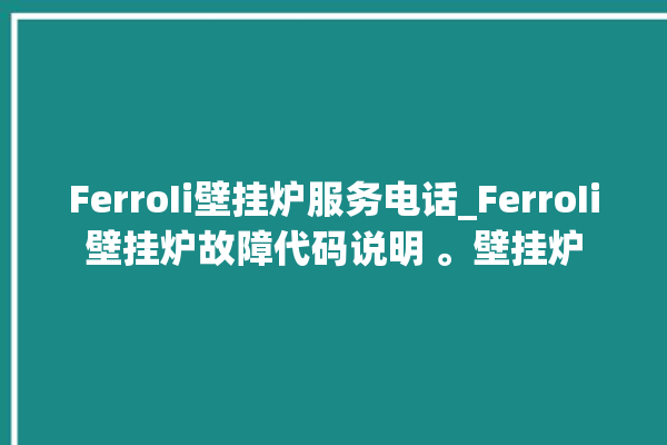 FerroIi壁挂炉服务电话_FerroIi壁挂炉故障代码说明 。壁挂炉