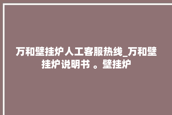 万和壁挂炉人工客服热线_万和壁挂炉说明书 。壁挂炉