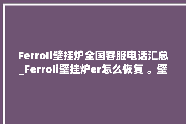 FerroIi壁挂炉全国客服电话汇总_FerroIi壁挂炉er怎么恢复 。壁挂炉