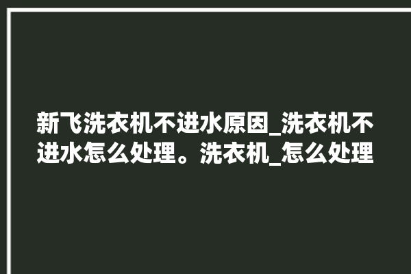 新飞洗衣机不进水原因_洗衣机不进水怎么处理。洗衣机_怎么处理