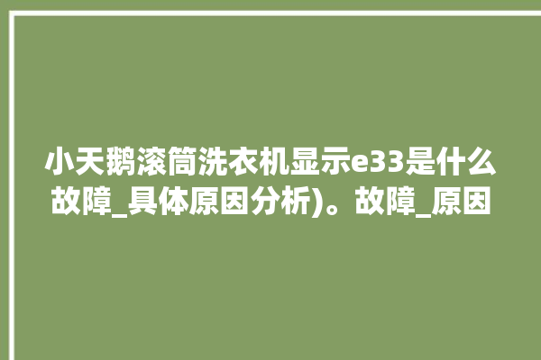 小天鹅滚筒洗衣机显示e33是什么故障_具体原因分析)。故障_原因