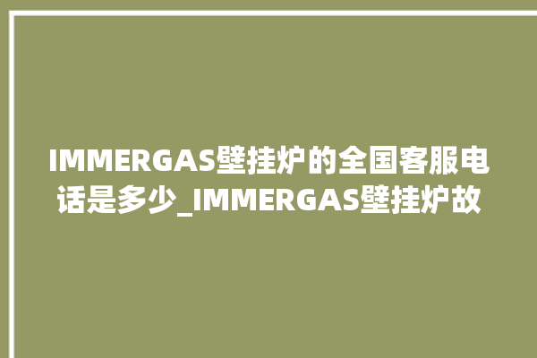 IMMERGAS壁挂炉的全国客服电话是多少_IMMERGAS壁挂炉故障代码说明 。壁挂炉