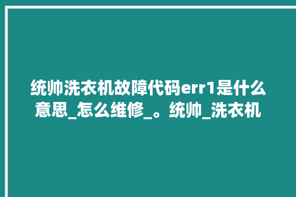 统帅洗衣机故障代码err1是什么意思_怎么维修_。统帅_洗衣机