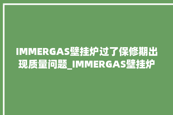 IMMERGAS壁挂炉过了保修期出现质量问题_IMMERGAS壁挂炉er怎么恢复 。过了