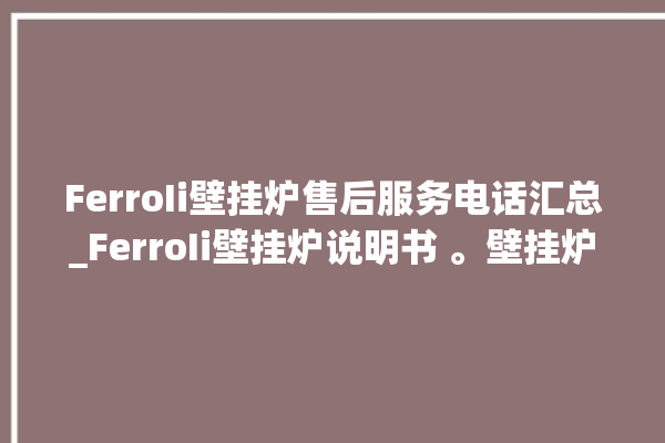 FerroIi壁挂炉售后服务电话汇总_FerroIi壁挂炉说明书 。壁挂炉