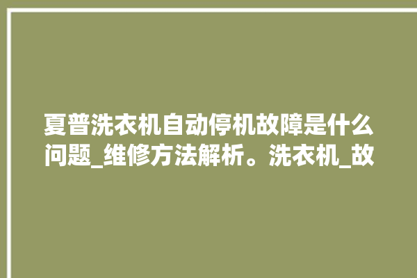 夏普洗衣机自动停机故障是什么问题_维修方法解析。洗衣机_故障