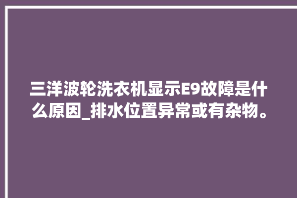 三洋波轮洗衣机显示E9故障是什么原因_排水位置异常或有杂物。杂物_洗衣机