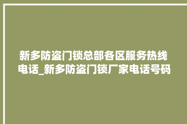 新多防盗门锁总部各区服务热线电话_新多防盗门锁厂家电话号码多少 。门锁