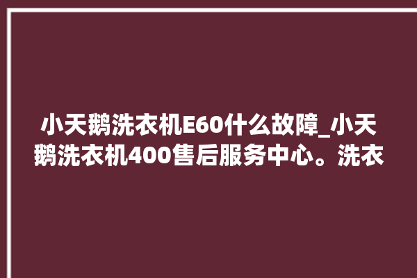 小天鹅洗衣机E60什么故障_小天鹅洗衣机400售后服务中心。洗衣机_故障