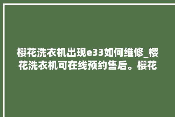 樱花洗衣机出现e33如何维修_樱花洗衣机可在线预约售后。樱花_洗衣机