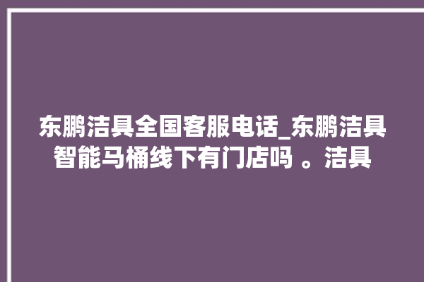 东鹏洁具全国客服电话_东鹏洁具智能马桶线下有门店吗 。洁具