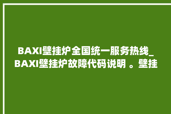 BAXI壁挂炉全国统一服务热线_BAXI壁挂炉故障代码说明 。壁挂炉