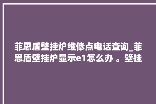 菲思盾壁挂炉维修点电话查询_菲思盾壁挂炉显示e1怎么办 。壁挂炉