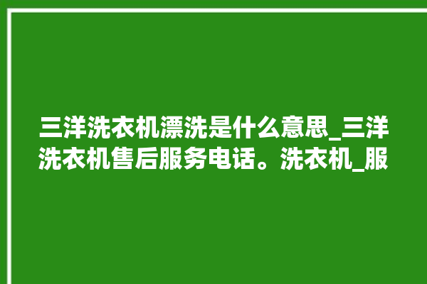 三洋洗衣机漂洗是什么意思_三洋洗衣机售后服务电话。洗衣机_服务电话