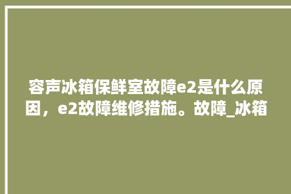 容声冰箱保鲜室故障e2是什么原因，e2故障维修措施。故障_冰箱