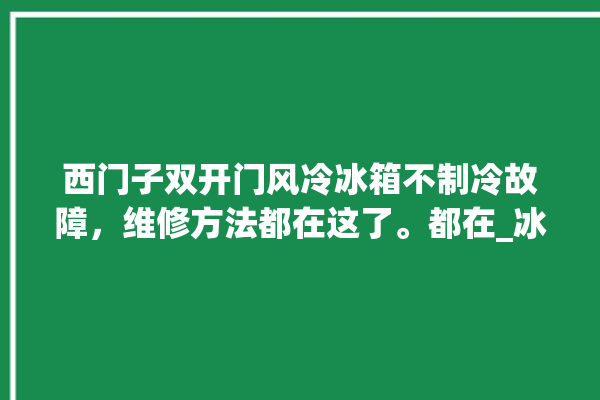 西门子双开门风冷冰箱不制冷故障，维修方法都在这了。都在_冰箱