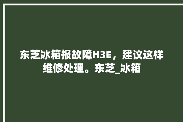 东芝冰箱报故障H3E，建议这样维修处理。东芝_冰箱