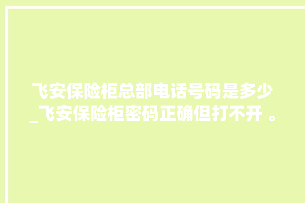 飞安保险柜总部电话号码是多少_飞安保险柜密码正确但打不开 。保险柜