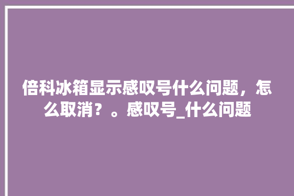 倍科冰箱显示感叹号什么问题，怎么取消？。感叹号_什么问题