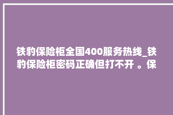 铁豹保险柜全国400服务热线_铁豹保险柜密码正确但打不开 。保险柜